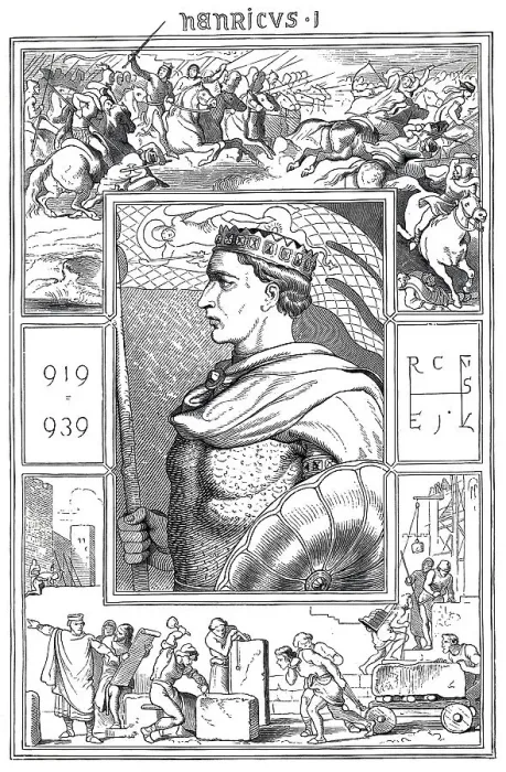 Framed Print : Henry I, 876 - 936, historical illustration from Bildnisse der Deutschen Koenige und Kaiser