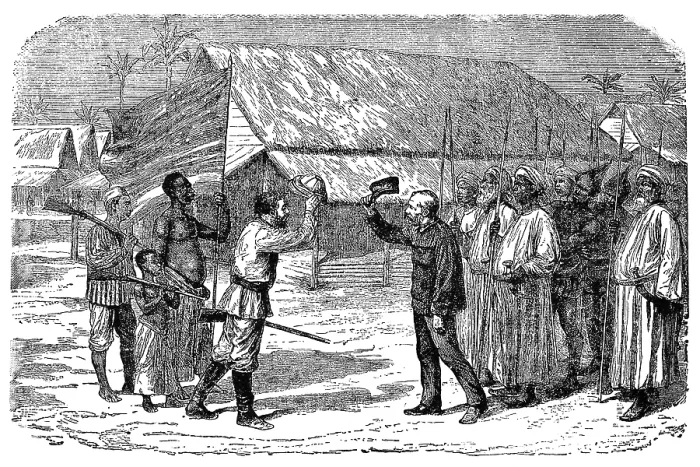 Framed Print : Henry Stanley found Dr. David Livingstone on 10 November 1871 in Ujiji Framed Print : Henry Stanley found Dr. David Livingstone on 10 November 1871 in Ujiji
