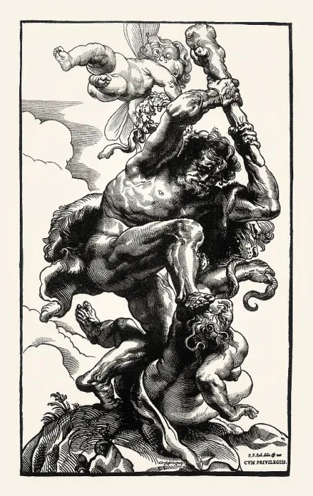 Framed Print : Hercules Slaying Envy, Christoffel Jegher after Rubens