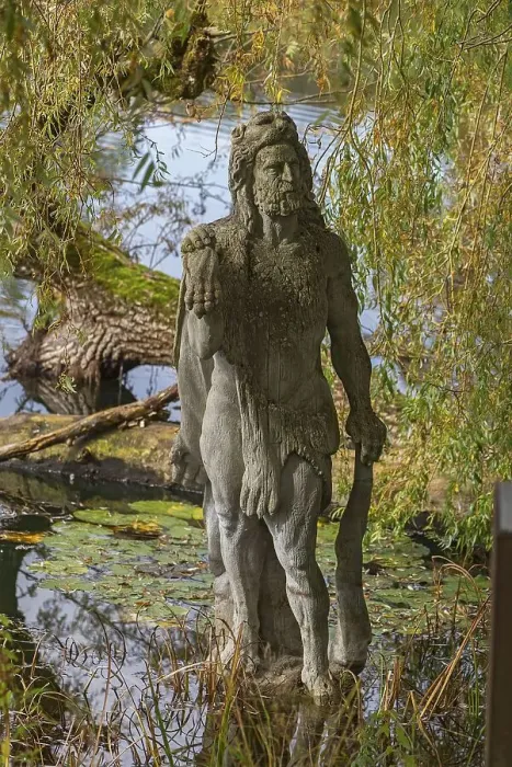 Framed Print : Hercules statue in the monastery pond
