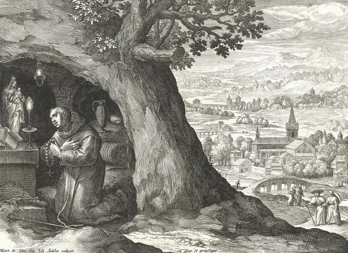 Framed Print : The Hermit Anthony, from Sylvae Sacrae by Rafael Sadeler (c)