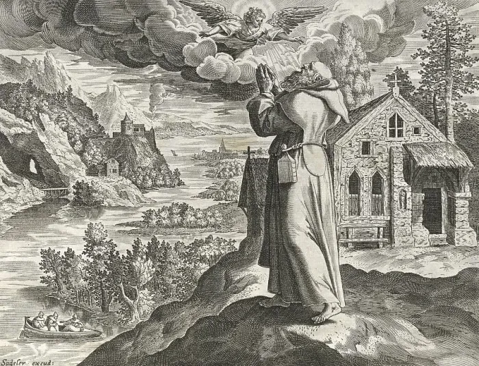 Framed Print : The Hermit Anub, from Sylvae Sacrae by Rafael Sadeler (c) Framed Print : The Hermit Anub, from Sylvae Sacrae by Rafael Sadeler (c)