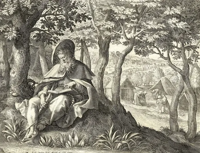 Framed Print : The Hermit Disibodus, from Sylvae Sacrae by Rafael Sadeler (c)