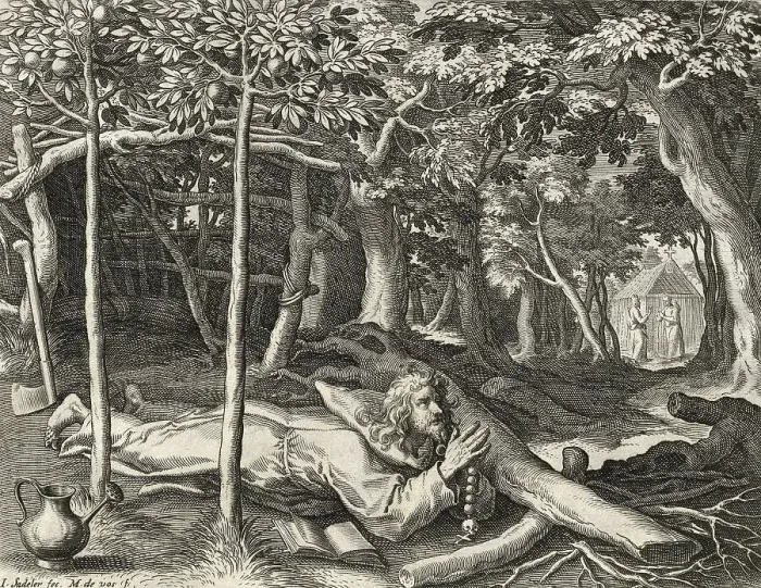Framed Print : The Hermit Friardus, from Sylvae Sacrae by Rafael Sadeler (c)