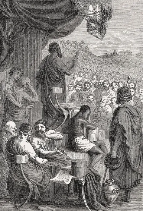 Framed Print : Herodotus reads out his stories Framed Print : Herodotus reads out his stories