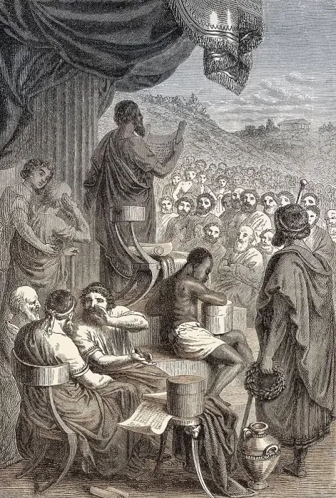 Framed Print : Herodotus reads out his stories Framed Print : Herodotus reads out his stories