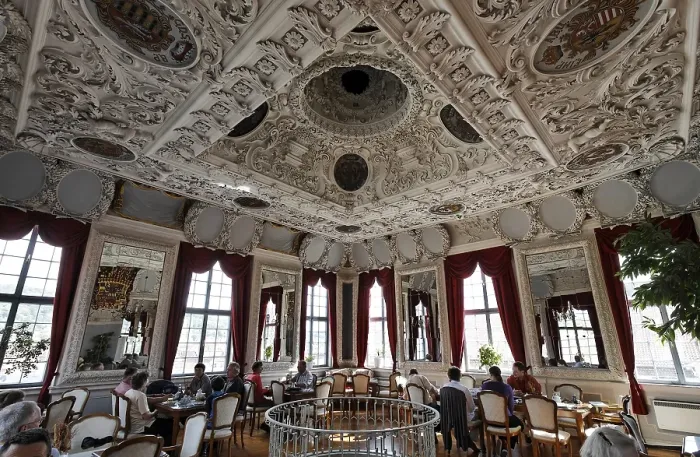 Framed Print : Hessensaal hall with tower cafe Framed Print : Hessensaal hall with tower cafe