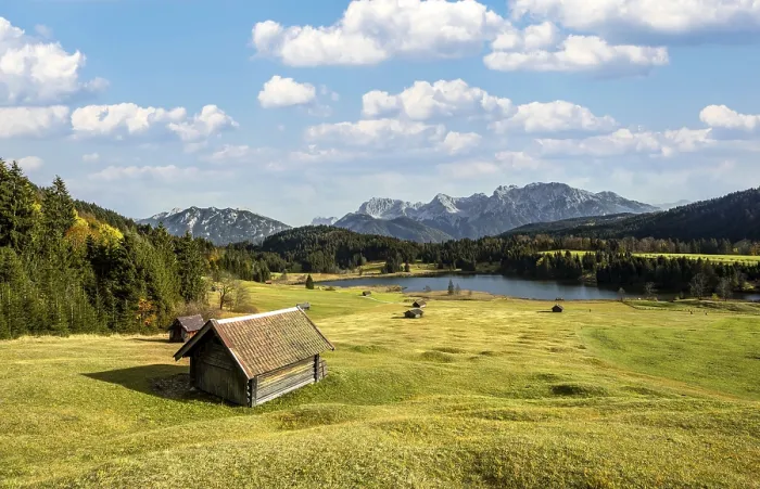 Framed Print : Heustadl in a meadow at the Geroldsee
