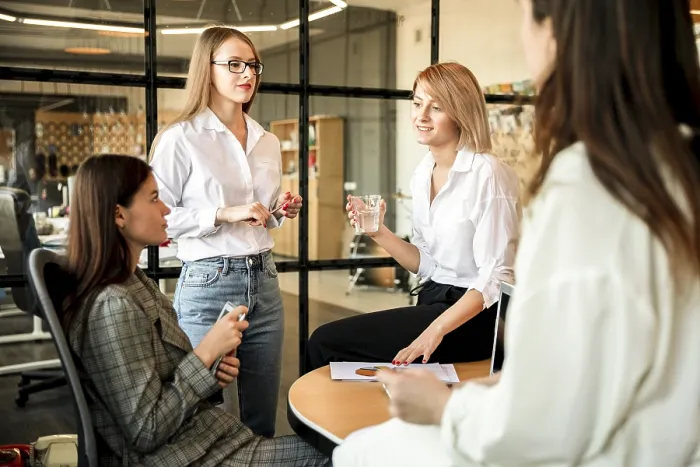 Framed Print : High angle business metting office