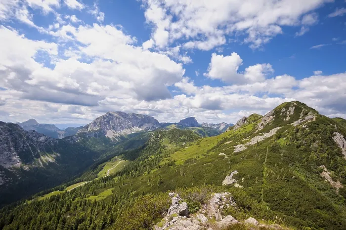 Framed Print : High angle panoramic view of the Julian alps in summer