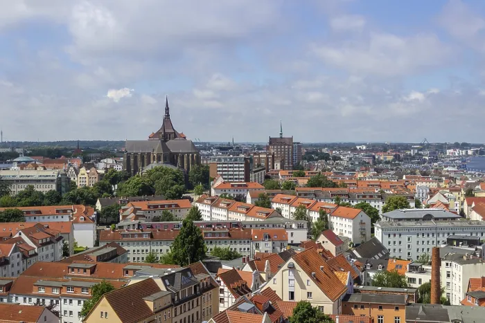 Framed Print : High angle view at the Hanseatic city Rostock