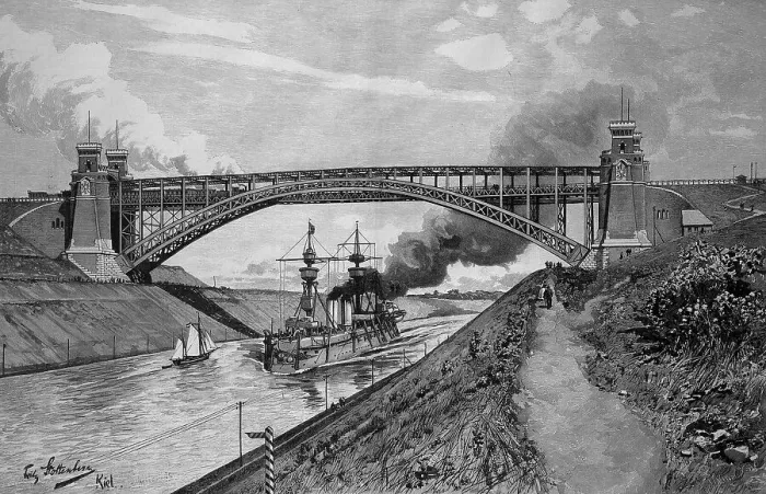 Framed Print : The high bridge at Levensau near Kiel over the Kiel Canal