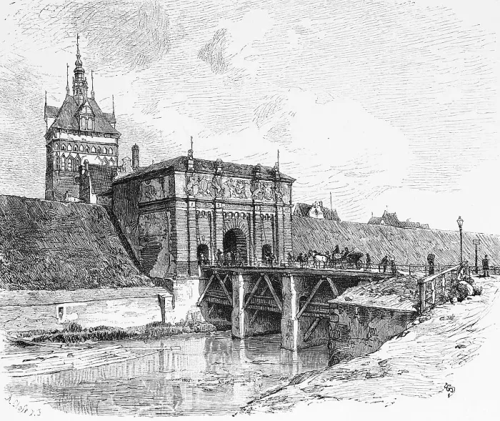 Framed Print : High gate with stock tower, city gate 16th century Framed Print : High gate with stock tower, city gate 16th century