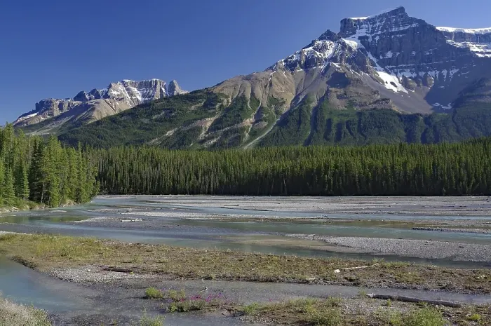 Framed Print : High mountains, river, wild landscape
