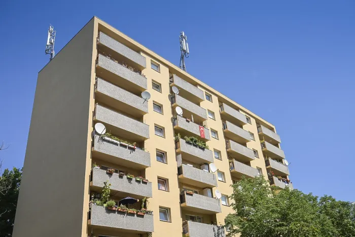 Framed Print : High-rise building, residential building Framed Print : High-rise building, residential building