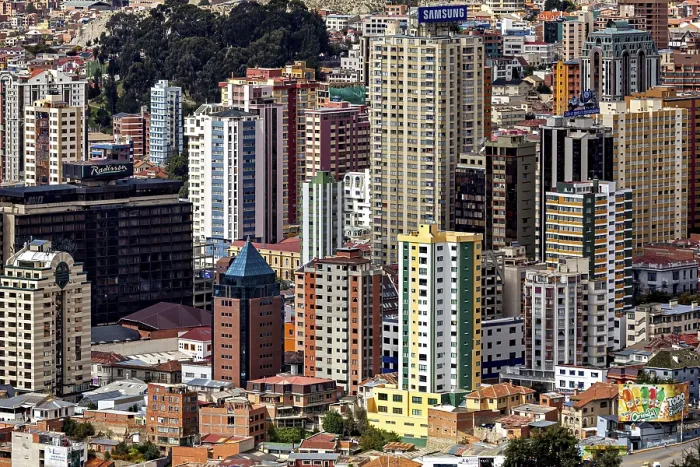 Framed Print : High-rise buildings and urban architecture in the centre of a city