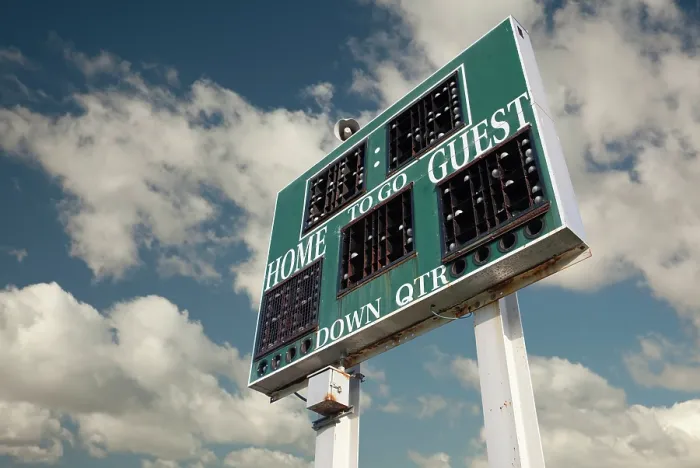 Framed Print : HIgh School Scoreboard with a Beautiful Sky and Clouds Background Framed Print : HIgh School Scoreboard with a Beautiful Sky and Clouds Background