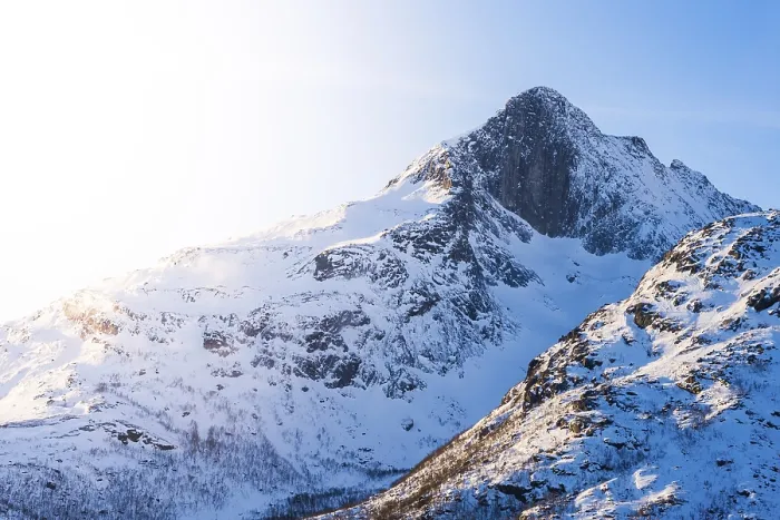 Framed Print : High snow mountains close to Tromso in February