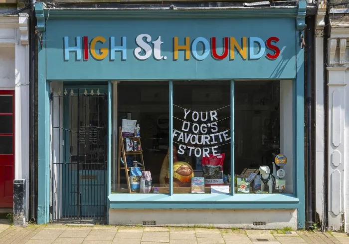 Framed Print : High St Hounds shop for dogs, High Street Framed Print : High St Hounds shop for dogs, High Street