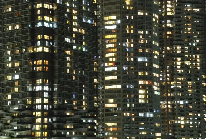 Framed Print : Highly-detailed night windows pattern of modern metropolis Framed Print : Highly-detailed night windows pattern of modern metropolis
