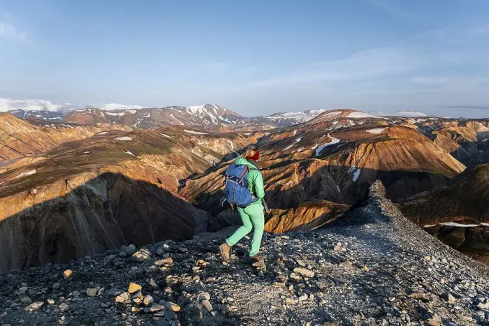 Framed Print : Hiker on the Laugavegur trekking trail