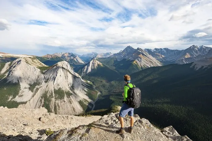 Framed Print : Hiker looking into the distance