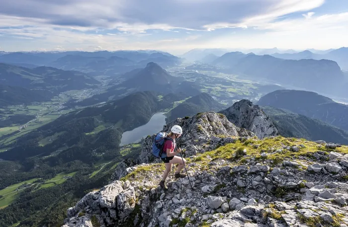 Framed Print : Hiker on a ridge in the mountains