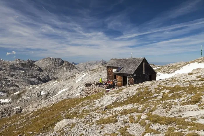 Framed Print : Hikers at Edelweisserhuette refuge