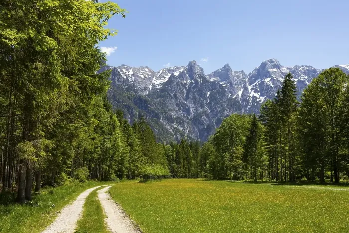 Framed Print : Hiking trail in Almtal, Gruenau im Almtal
