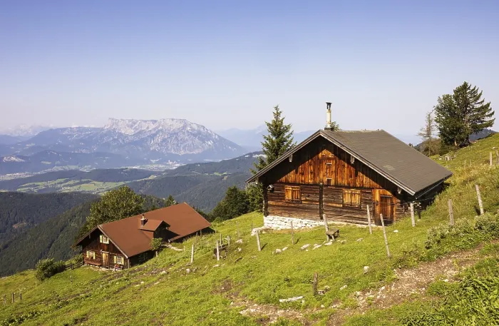 Framed Print : Hiking trail to the Ochsenberg and Eibleck past the Eibleckalm with Untersberg