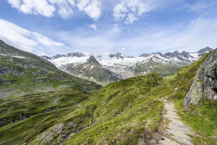 Framed Print : Hiking trail in picturesque mountain landscape