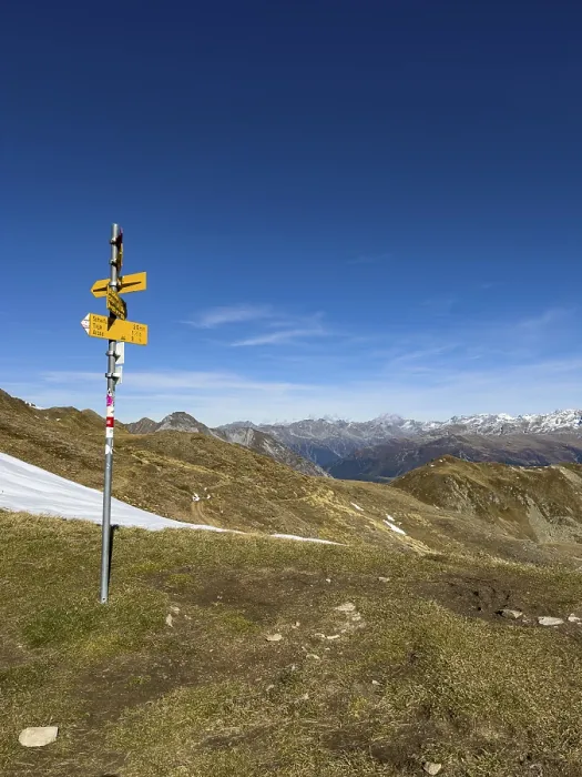 Framed Print : Hiking trail sign at the Chorbschhornhutte