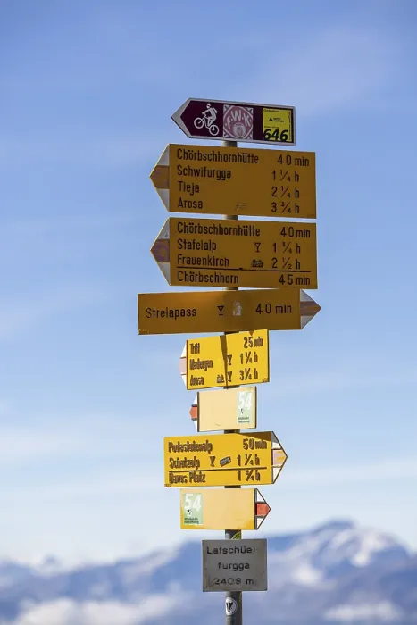 Framed Print : Hiking trail sign at Latschuelfurgga