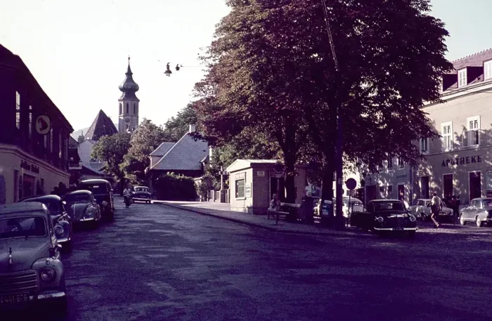Framed Print : Himmelstrasse street leading to parish church, Grinzing, Doebling district, Vienna, Austria early 1960s Framed Print : Himmelstrasse street leading to parish church, Grinzing, Doebling district, Vienna, Austria early 1960s