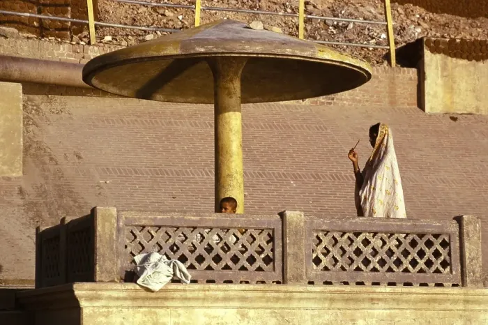 Framed Print : Hindu woman at prayer in Varanasi, India, 1974, Asia