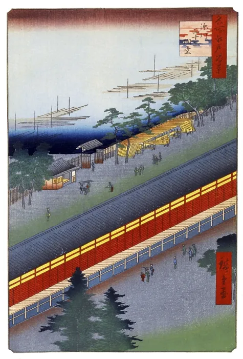 Framed Print : Hiroshige's One Hundred Famous Views of Edo (名所江戸百景)