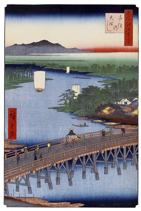 Framed Print : Hiroshige's One Hundred Famous Views of Edo (名所江戸百景)