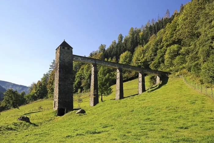 Framed Print : Historic aqueduct surrounded by green landscape in Freiburg Framed Print : Historic aqueduct surrounded by green landscape in Freiburg