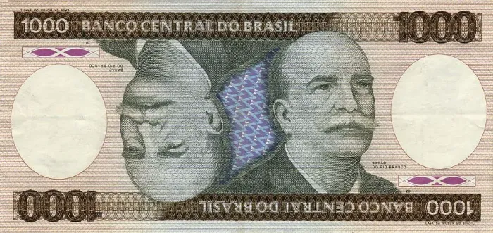 Framed Print : Historic banknote, 1000 cruzeiros