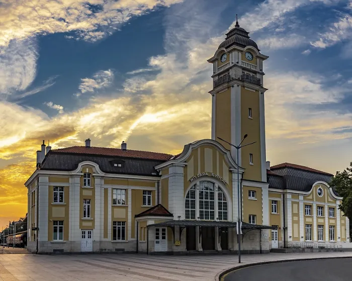 Framed Print : Historic building with clock tower at sunset Framed Print : Historic building with clock tower at sunset