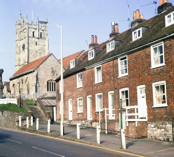Framed Print : Historic buildings and church in the village of Carisbrooke, Isle of Wight, England. 1973 Framed Print : Historic buildings and church in the village of Carisbrooke, Isle of Wight, England. 1973