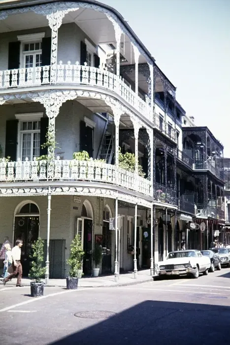 Framed Print : Historic buildings, decorative metalwork on balconies, French Quarter, New Orleans, Louisiana, USA 1976