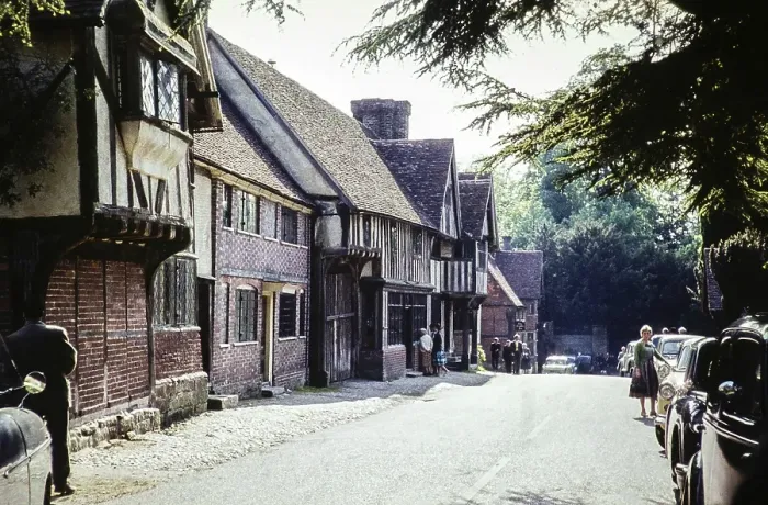 Framed Print : Historic buildings in High Street, Chiddingstone, Kent, England, UK 1960