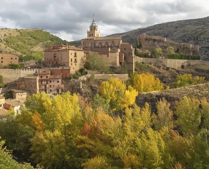 Framed Print : Historic buildings on hillside medieval village of Albarracin