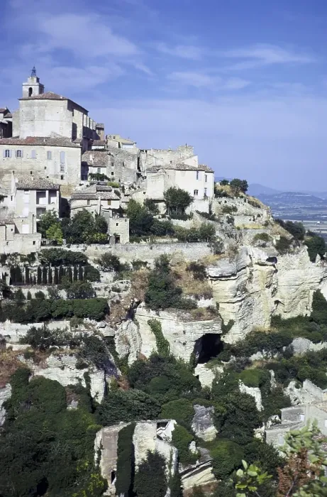 Framed Print : Historic buildings in the hilltop medieval village of Gordes, Vaucluse, Provence, France 1974
