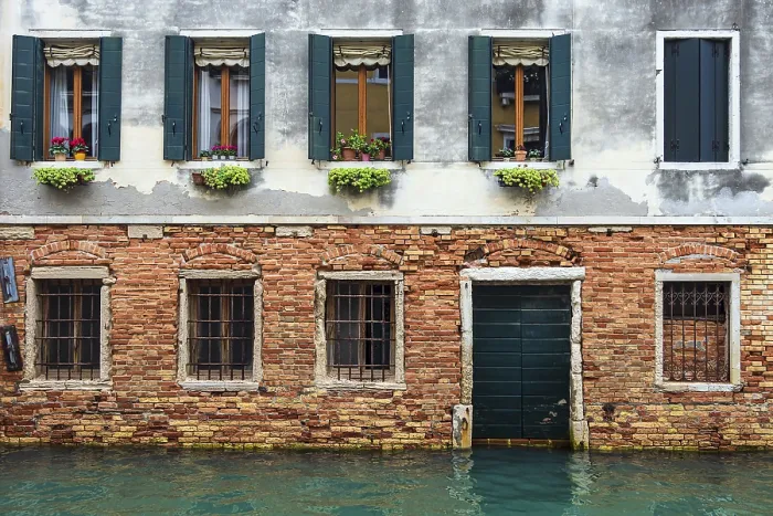 Framed Print : Historic buildings in the historic centre of Venice in Italy