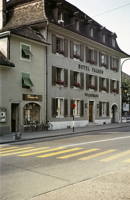 Framed Print : Historic buildings of the Hotel Falken Volkhaus, Solothurn, Switzerland, July 1959, Europe