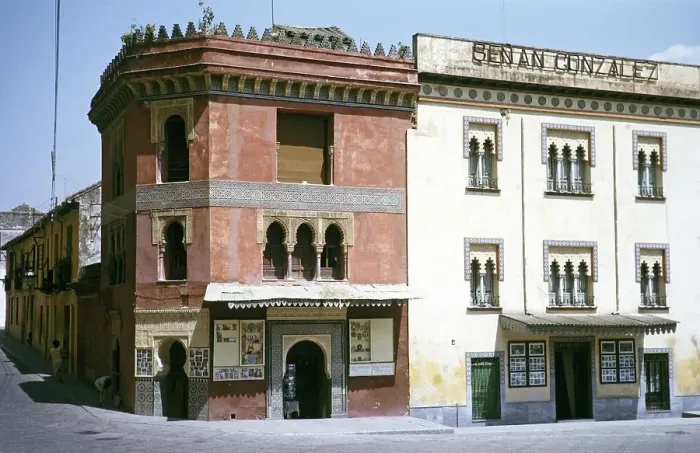 Framed Print : Historic buildings Moorish architecture, village Arcos de la Frontera, province Cadiz, Spain 1964