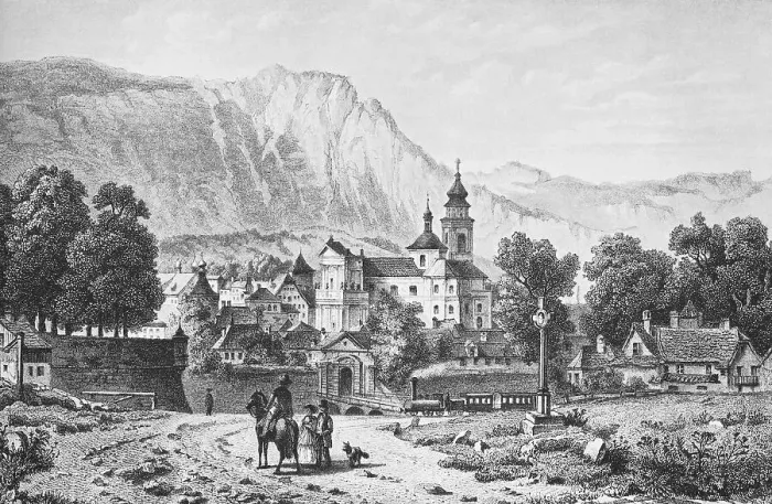 Framed Print : Historic cityscape, lithograph