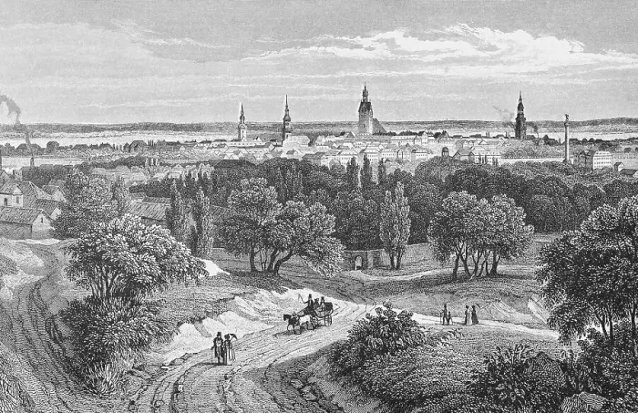 Framed Print : Historic cityscape, steel engraving Framed Print : Historic cityscape, steel engraving